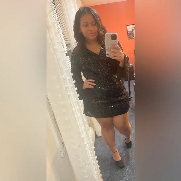 long black dress with glitter Long Black Sequin One-Sleeve Formal Dress
